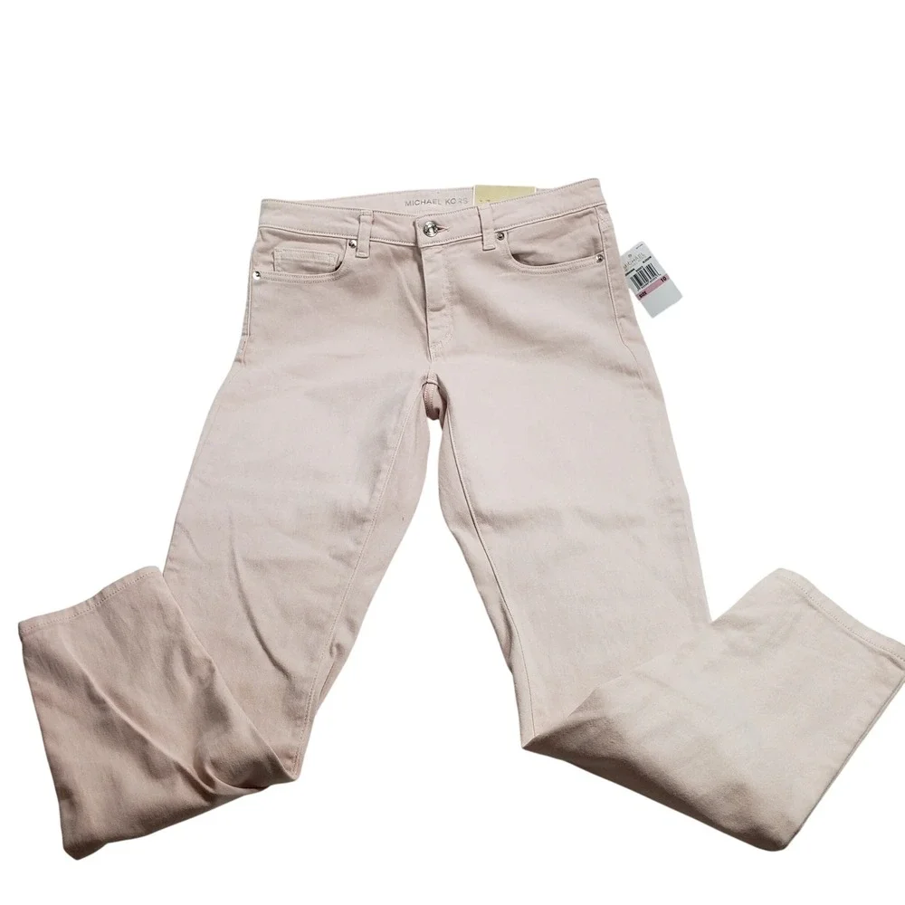 Michael Kors Women Izzy Skinny Jeans Size 10 Pink Mid-Rise QS09AD894L‎
